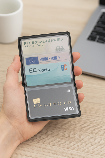 Kartenschutz für 6 Karten | RFID NFC & Magnetfeld Blocker | Schutzhülle gegen Datenklau & Organizer